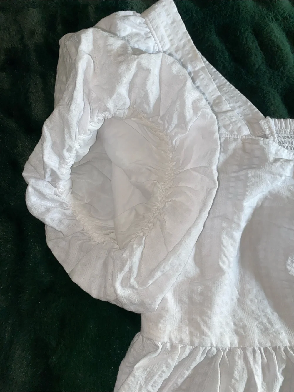Old Navy White Square-Neck Peplum Top with Puff Sleeves